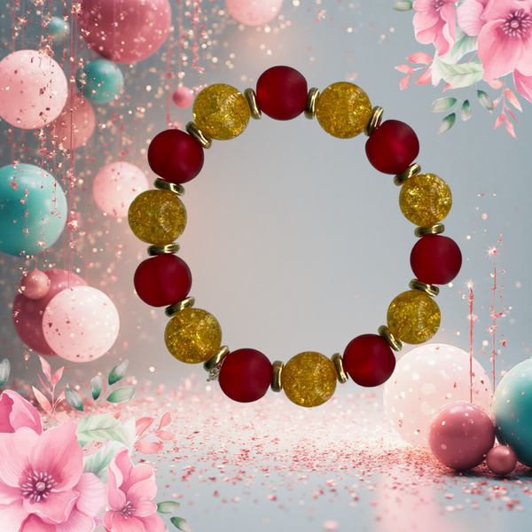 Red and Yellow Charm Bracelet - Vibrant Fashion Jewelry